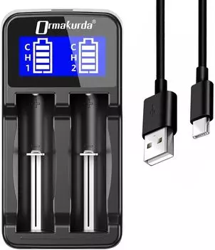 Универсальное зарядное устройство с ЖК-дисплеем типа AA AAA для перезаряжаемых батарей 18650 18500 18350 17500 16340 CR123A 14500 литиевых батарей чёрный