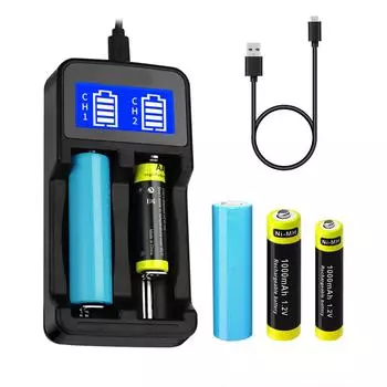 Универсальное зарядное устройство с ЖК-дисплеем на 2 слота для аккумуляторов 18650/18490/18350/17670/18350/17670/17500/16340/14500