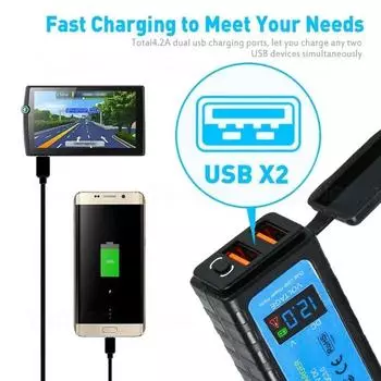 Универсальное зарядное устройство USB для мотоцикла 6.8A QC3.0, водонепроницаемый адаптер питания 12 В с переключателем, гнездом вольтметра, зарядное устройство для мототелефона