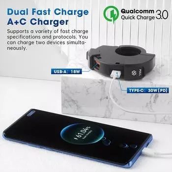 Универсальное зарядное устройство USB QC3.0 для мотоцикла 48 Вт USB Type-C быстрое зарядное устройство кронштейн для крепления на руль зарядное устройство для телефона для велосипеда мотоцикла чёрный