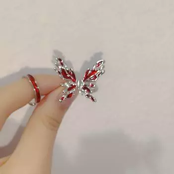 Универсальное женское кольцо-бабочка с красной глазурью — модный, нишевый дизайн, регулируемая посадка pigment circle красный