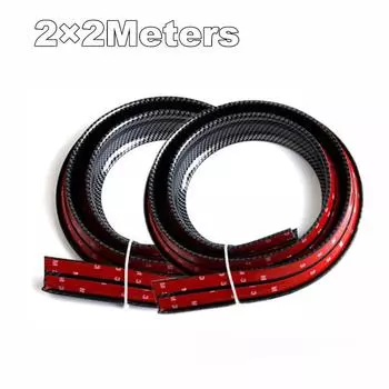 Универсальные 2 шт. 3D Цвет карбонового волокна 2 м Расширенные 4 см Гибкие Сверхпрочные Резиновые Боковые Юбки для Автомобиля