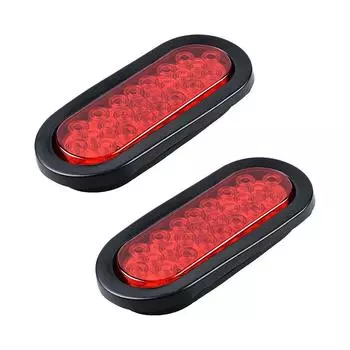 Универсальные 2x Овальные Стоп-сигнал Задний Противотуманный ДХО Поворот Герметичные Габаритные Огни Врезной Монтаж 6 Дюймов 24 Светодиода Грузовик Прицеп Лодка Коммунальная Красная Линза Водонепроницаемые 12В