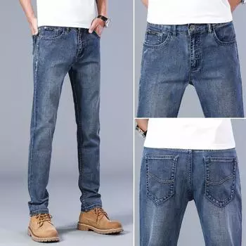 Универсальные эластичные легкие деловые джинсы для мужчин, облегающие прямые мужские джинсы, эластичные деловые повседневные джинсы для мужчин 31