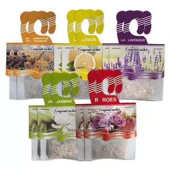 Универсальные ароматерапевтические саше для автомобилей, шкафов и ванных комнат - Ароматы лаванды, жасмина, корицы, лимона и розы - Устранитель запахов и освежитель 5 Pieces лавандовый