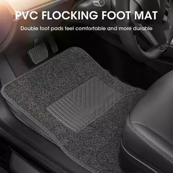 Универсальные автомобильные коврики. Можно свободно резать автомобильные пружинные накладки на ножки. ПВХ-коврики с флокированным покрытием, универсальные автомобильные коврики с проволочными кольцами. чёрный