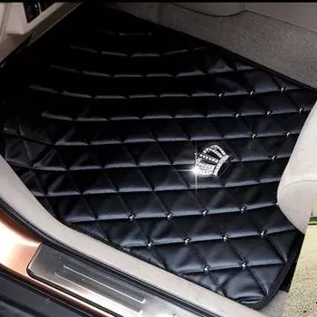 Универсальные автомобильные кожаные коврики Crown Rivet, защитные противоскользящие коврики для ног, автомобильные коврики, подходящие для всех моделей автомобилей, аксессуары
