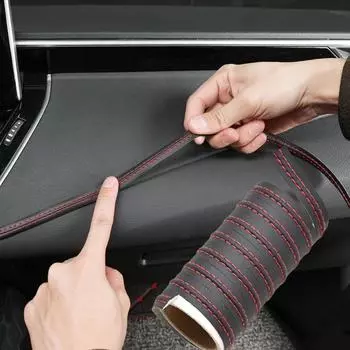 Универсальные автомобильные молдинги, отделка из искусственной кожи, декоративная полоса для наклейки на приборную панель автомобиля, полоски для салона автомобиля, новый стиль 100CM красный