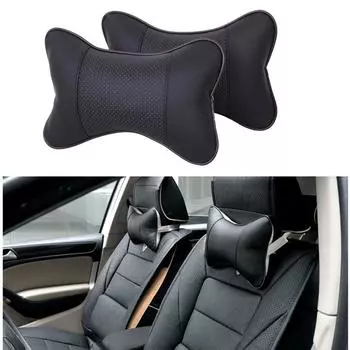 Универсальные автомобильные подушки для шеи из искусственной кожи, дышащая сетка, автомобильная подушка для шеи, подушка для подголовника, аксессуары для салона автомобиля чёрный