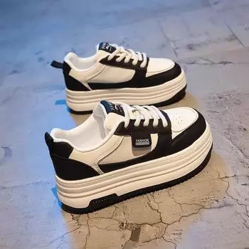 Универсальные белые туфли на толстой подошве, женские, новые весенние, легкие, черно-белые туфли с пандой, универсальные туфли для спорта и отдыха 35 чёрный