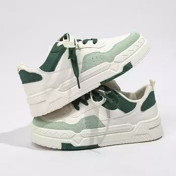 Универсальные белые туфли на толстой подошве, детская весенне-осенняя новая мода, универсальные туфли для спорта и отдыха на доске 35 зелёный