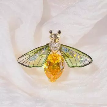 Универсальные броши в виде пчелы из мультфильма для женщин и девочек, изысканные милые булавки, темпераментные блестящие корсажи, аксессуары для одежды, подарки зелёный