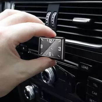 Универсальные часы для приборной панели автомобиля с люминесцентным дисплеем - квадратные кварцевые часы из цинкового сплава премиум-класса для салона автомобиля (48x30мм) чёрный