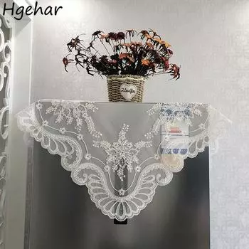 Универсальные чехлы кружевные романтические украшения для комнаты холодильник микроволновая печь кухонный пылезащитный прикроватный столик европейский 40x40cm бежевый