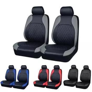 Универсальные чехлы на автомобильные сиденья с вышивкой из полиуретана, универсальные чехлы на четырехместные подушки темно-серого