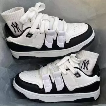 Универсальные черные белые повседневные туфли для влюбленных на плоской подошве 2024 года, модные простые спортивные туфли для сноуборда, женские, осенние 36 белый