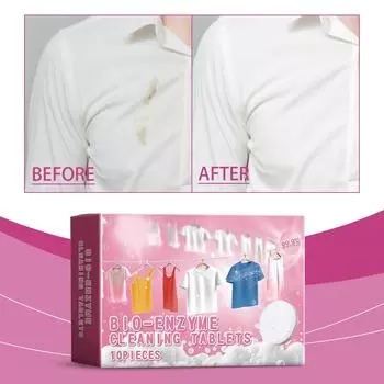 Универсальные чистящие биоэнзимные таблетки Мощные очищающие биоэнзимные таблетки для обеззараживания Одежда Одежда Обувь Легкая очистка и очистка белый