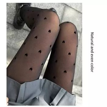 Универсальные чулки из плотного флиса с набивным бантом и леггинсами в горошек с сердечками One Size