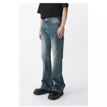 Универсальные длинные брюки, персонализированные прямые джинсы с микроклешем, мужские прямые свободные джинсы для мужчин, модные и удобные брюки S черный серый