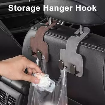 Универсальные двойные крючки для спинки автомобильного сиденья, многофункциональные, скрытые, прочные, крючки для подголовника, выдерживающие нагрузку, легко чёрный