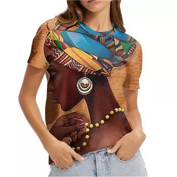 Универсальные футболки с принтом портрета девушки в стиле Харадзюка, женские пуловеры с коротким рукавом, летние новые дизайнерские повседневные женские футболки с круглым вырезом 4XL