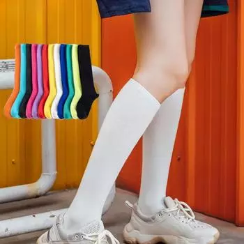 Универсальные гольфы конфетного цвета, простые модные чулки, хлопковые дышащие носки, персонализированные модные женские спортивные носки