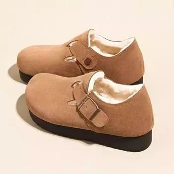 Универсальные хлопковые туфли осенне-зимние бархатные новые туфли на толстой подошве, увеличивающие рост, уродливые и милые однопедальные пушистые туфли 35