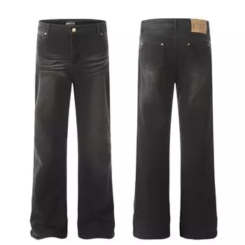 Универсальные и модные американские джинсы с черными щетинками, ретро-рваные и узкие прямые джинсы High Street S чёрный