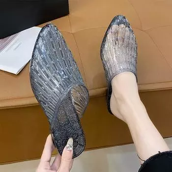 Универсальные и модные женские заостренные босоножки с верхним вырезом и полой сеткой, популярные женские босоножки на высоком каблуке, летние тапочки