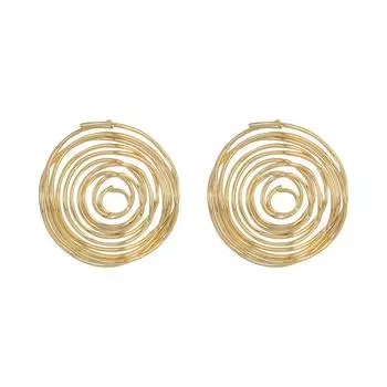 Универсальные и персонализированные круглые серьги с резьбой для женщин One Size золотой