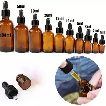 Универсальные и стильные флаконы для реагентов из янтарного стекла для ароматерапии, эфирных масел и косметики — доступны различные размеры 15ml-1pc