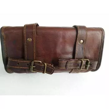 Универсальные козьи кожаные коричневые мотоциклетные боковые седельные сумки для хранения вилок для инструментов 5 X 10 X 4 коричневый