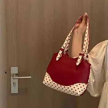 Универсальные кожаные сумки контрастного цвета через плечо для женщин, женские сумки для отдыха, женские сумки большой вместимости, сумки для подмышек с принтом Commuter Point