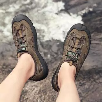 Универсальные кроссовки для отдыха и прогулок, мужская повседневная обувь из натуральной кожи ручной работы, комфортный дизайн, мужская обувь для походов, обувь на шнуровке для путешествий 38 чёрный