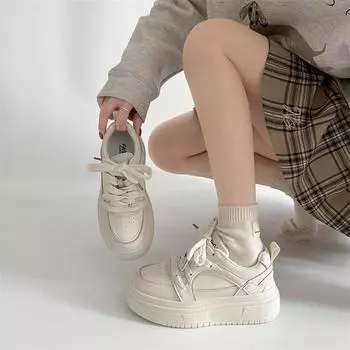 Универсальные, легкие, повседневные и простые японские туфли на платформе для студентов, белые туфли для женщин, новые летние туфли 2025 года, увеличивающие рост, популярные туфли для сноуборда 35 белый