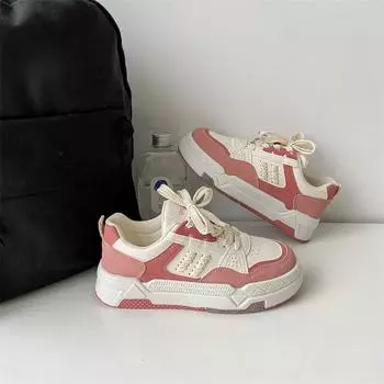 Универсальные маленькие белые туфли на толстой подошве, детская осенняя новинка, модная универсальная обувь для студентов 35 розовый