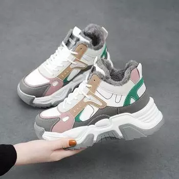 Универсальные маленькие белые туфли женские зимние взрывные толстые туфли на подошве для спорта и отдыха на доске обувь американская женская обувь NK 35 чёрный