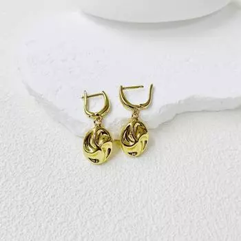 Универсальные медные трехмерные серьги-клипсы в форме буквы U с гладкой поверхностью и полым элементом «люблю тебя», овальные серьги-ветрячки, женские украшения