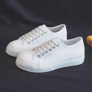 Универсальные молочно-белые туфли в студенческом стиле, дышащие, легкие и симпатичные японские туфли с большой головой, парусиновые туфли на платформе 35