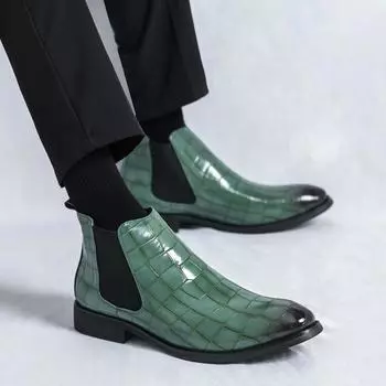 Универсальные мужские базовые ботинки, мужские повседневные ботинки «Челси», модные ботильоны в британском стиле, мужские туфли ручной работы без застежек на высоком каблуке 38 чёрный