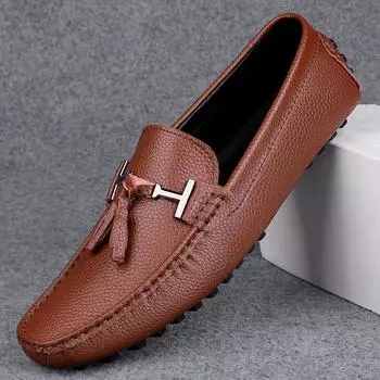 Универсальные мужские дышащие туфли, мужские мокасины, модные мужские туфли ручной работы, классические удобные туфли для вождения 39 чёрный