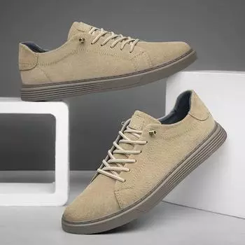 Универсальные мужские кроссовки, модные кожаные мужские туфли из вулканизированной кожи, новое поступление 2024 года, мужская повседневная обувь, удобная мужская обувь для вождения 38 бежевый
