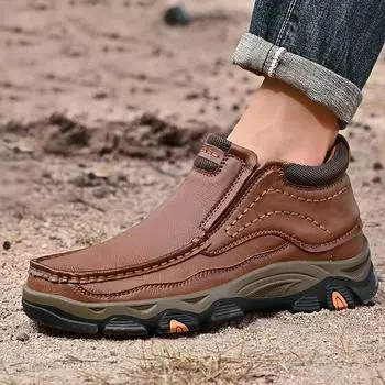 Универсальные мужские низкие кроссовки, повседневная мужская обувь с боковой молнией, мужские базовые ботинки из натуральной кожи, классические новые мужские мотоциклетные ботинки 40 чёрный