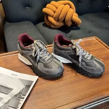 Универсальные немецкие кроссовки на толстой подошве в стиле ретро для женщин, весна 2025, новые нишевые кроссовки из мягкой кожи на плоской подошве Forrest Gump, спортивная обувь для папы 35
