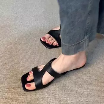 Универсальные нишевые тапочки на один ботинок, женская обувь, босоножки на высоком каблуке 35 чёрный