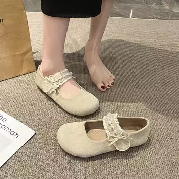 Универсальные однобортные туфли на плоской подошве со стразами и круглым носком, женские туфли на мягкой подошве в стиле ретро 2025 года, весна-осень 35 розовый