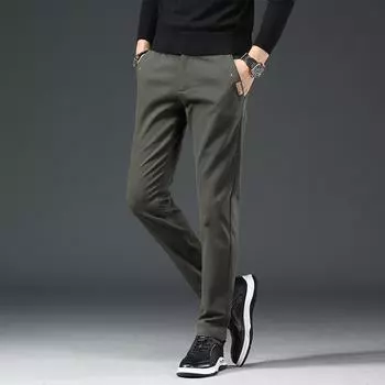 Универсальные однотонные повседневные брюки для мужчин с эластичными брюками с небольшой прямой талией, модные весенние брюки 28