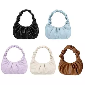 Универсальные плиссированные сумки из искусственной кожи Женские модные повседневные сумки на ремне фиолетовый