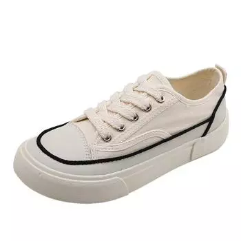 Универсальные повседневные парусиновые туфли на плоской подошве для женщин 35 чёрный