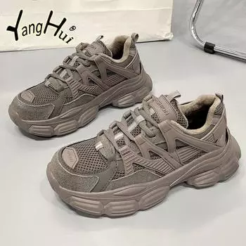 Универсальные повседневные сетчатые дышащие кроссовки женские новые модные черные плюшевые бархатные теплые женские туфли весна осень 35